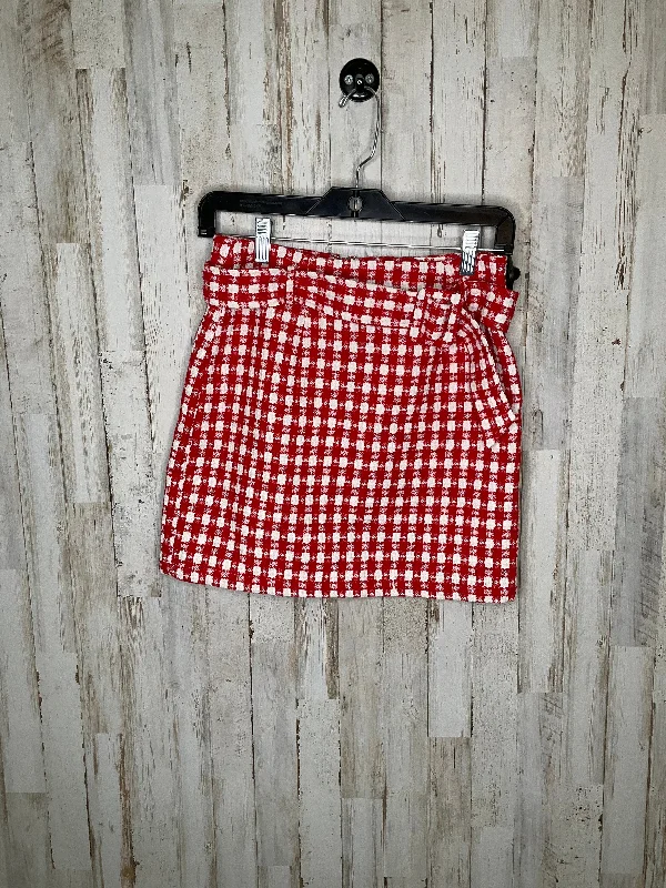 women's fair-trade solid-color skirtsRed & White Skirt Mini & Short Fate, Size S