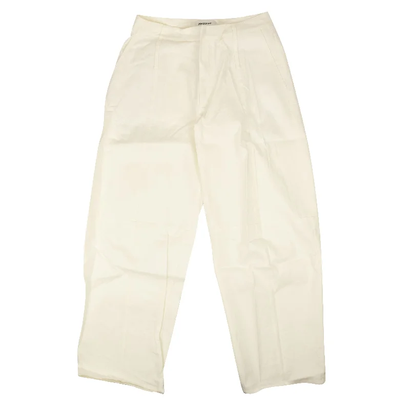 women's lace-up pantsAmbush Linen Blend High Waist Wide Tapered Pants - White