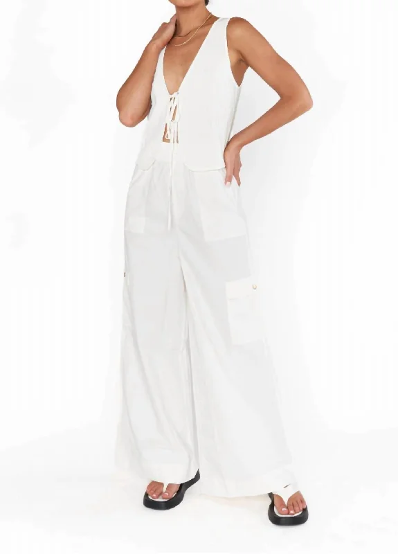 women's stretch pantsCasual Cargo Pants In White