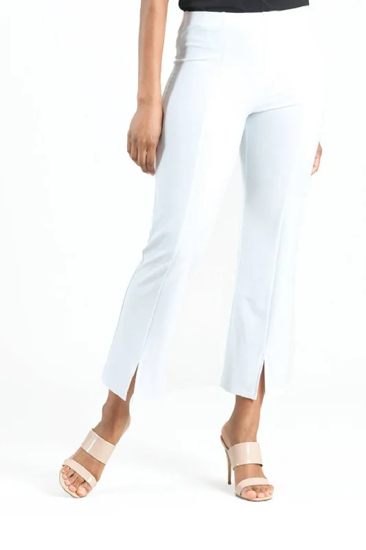 women's tall pantsCenter Seam Front Slit Ankle Pant In White