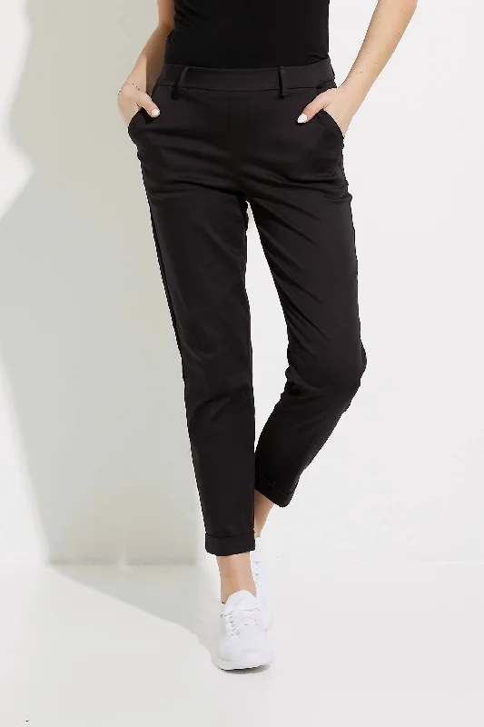 women's solid-color pantsCuffed Ankle Pants In Black