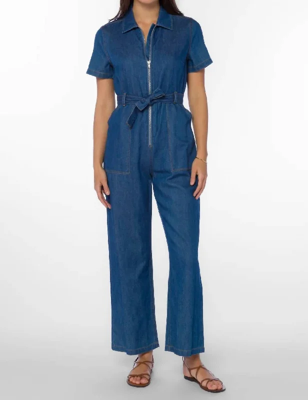 women's moisture-wicking pantsDutch Denim Jumpsuit In Atlantic Blue