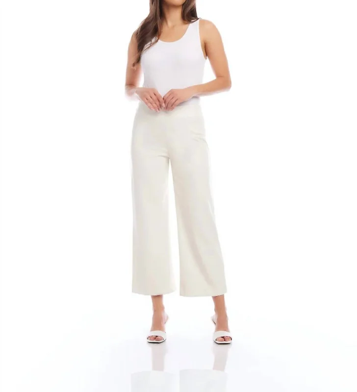 women's spring pantsFaux Leather Cropped Pants In Off White