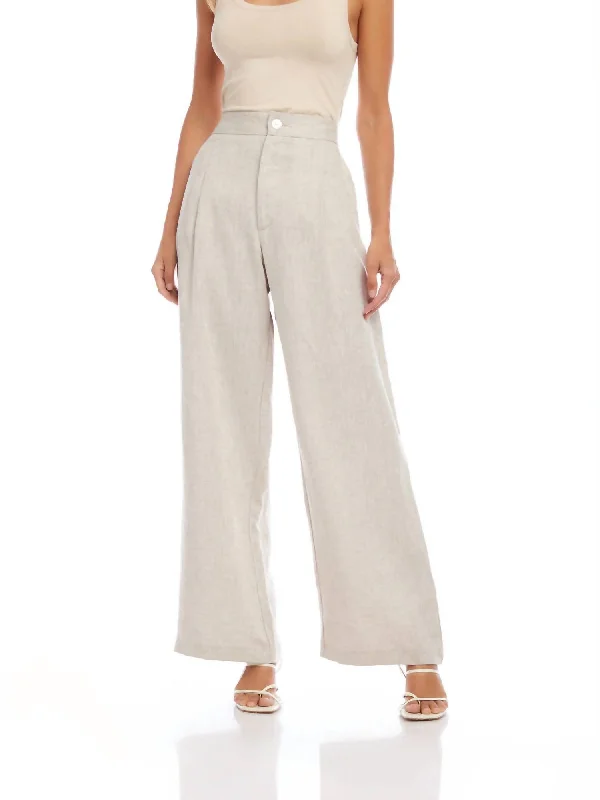 women's summer pantsHigh Waist Linen Pants In Oatmeal