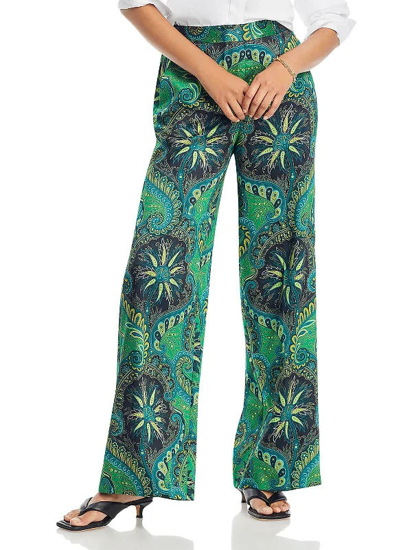 women's velvet pantsJade Womens Paisley High Rise Wide Leg Pants