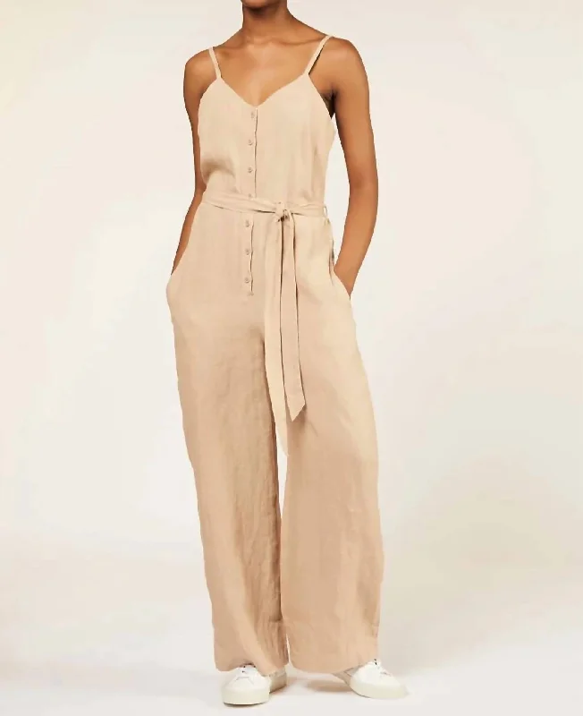 women's cashmere pantsLinen Overall In Beige