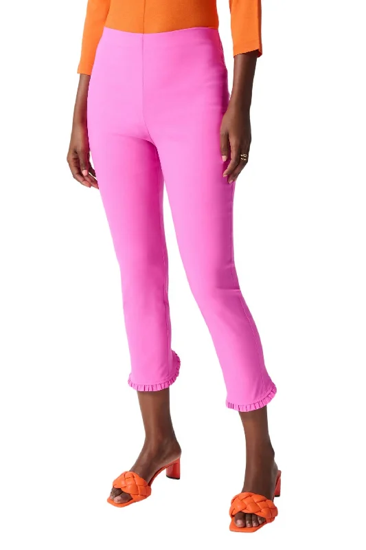 women's leggingsRuffle Trim Capris Pant In Ultra Pink