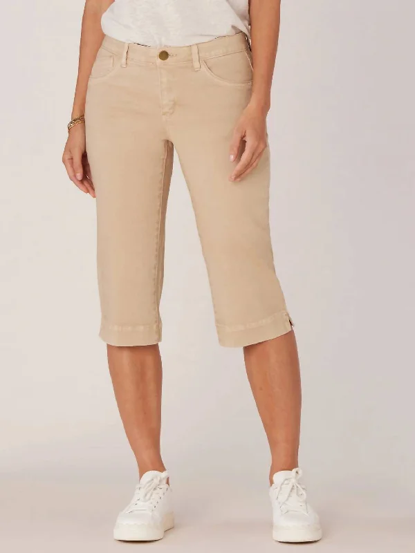 women's bell-bottom pantsSkimmer Capri Pants In Tan