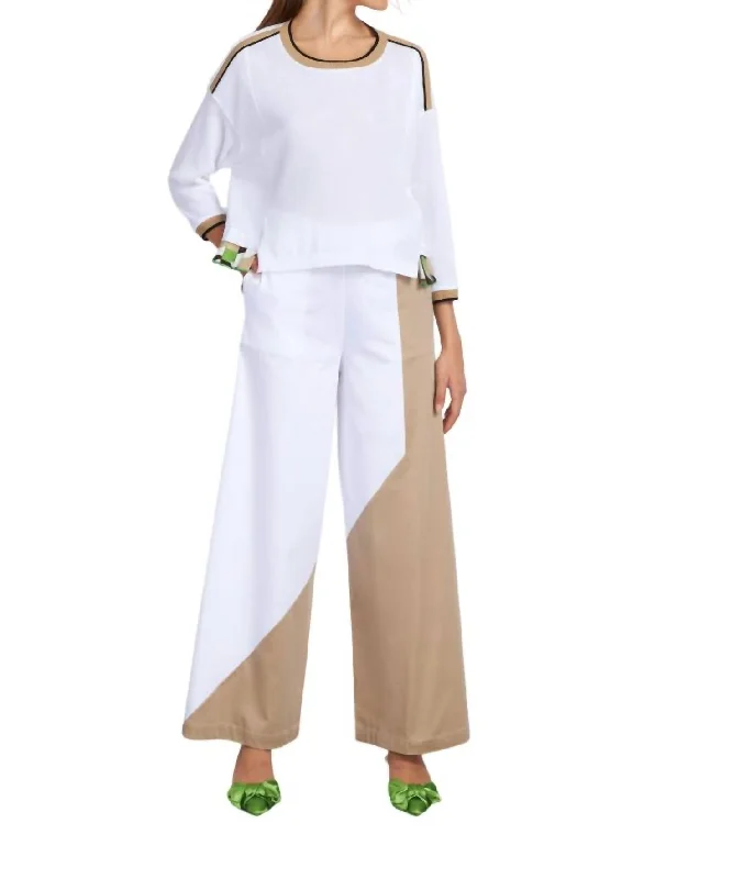 women's affordable pantsWide Leg Pants In White/taupe