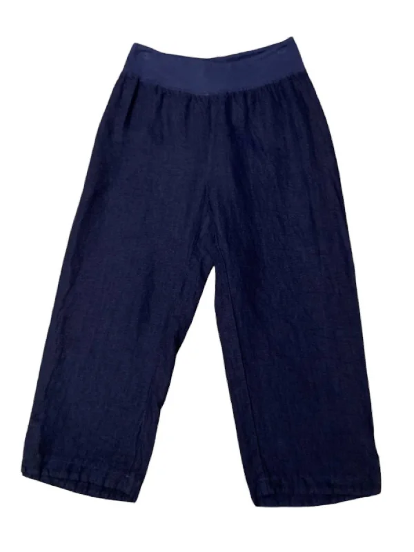 women's zipper pantsWomen's Linen Capri Easy Pants In Nightsky