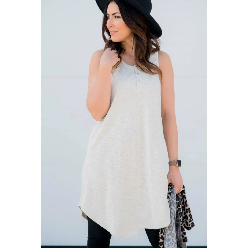 Chic DressAsymmetrical Henley Tank Dress