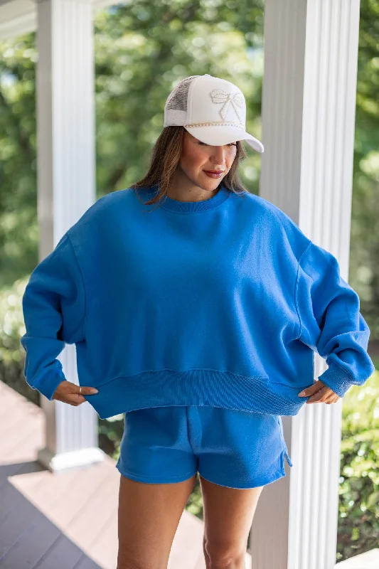 women's ethical fashion dressesCasually Extra Blue Knit Sweatshirt