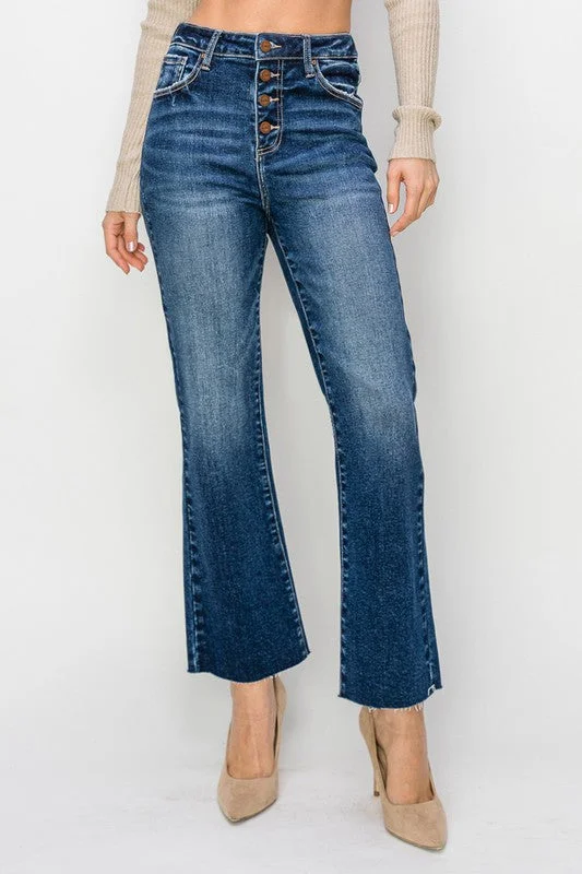 Velveteen DressButton Fly Cropped Flare Dark Jeans