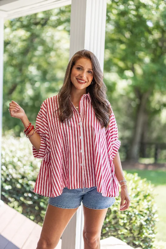 Metallic DressClassic Love Red Striped Top