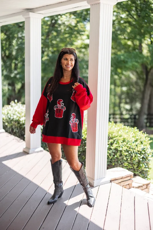 Flutter-Sleeve DressSequin Uniform Black Gameday Sweatshirt