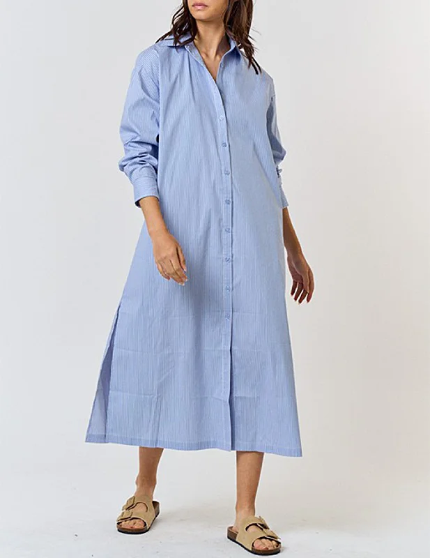 Sequined DressSerene Blue Striped A-Line Shirt Dress