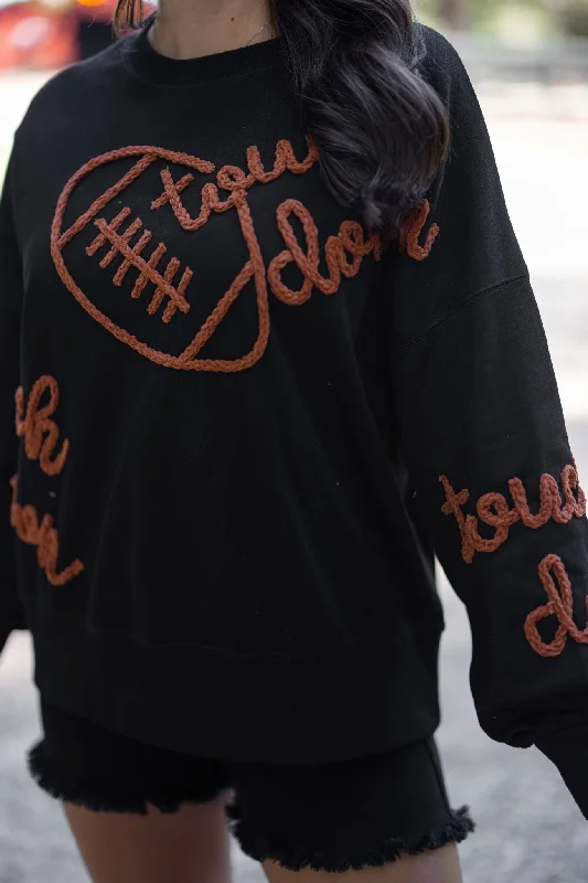 Casual DressTouchdown Obsessed Black Football Sweatshirt