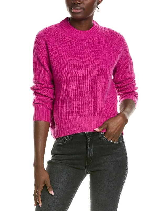 Soft Sweaters27 Miles Malibu womens  Mock Neck Wool & Cashmere-Blend Pullover, xs, Pink