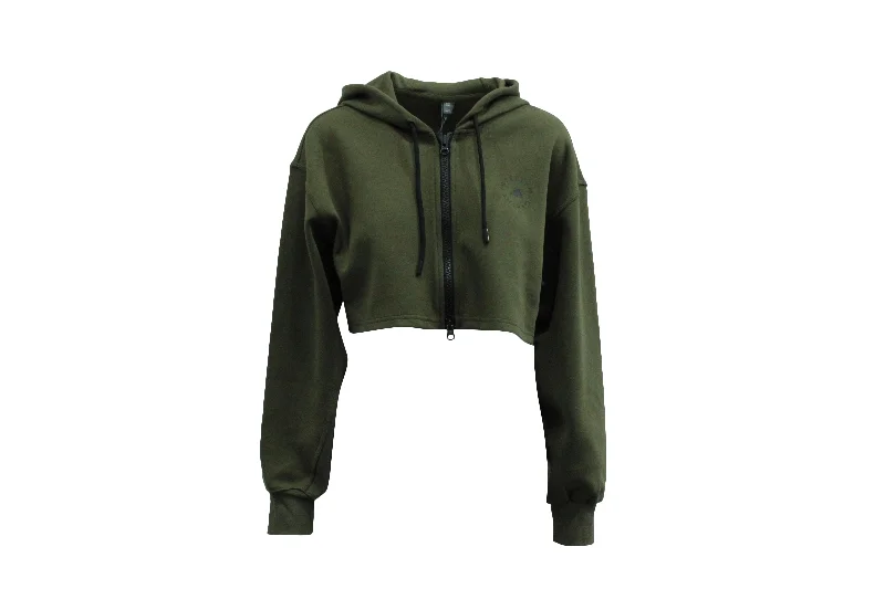 Plus-Size SweatersAdidas Stella McCartney Cropped Hoodie Sweater in Green Organic Cotton