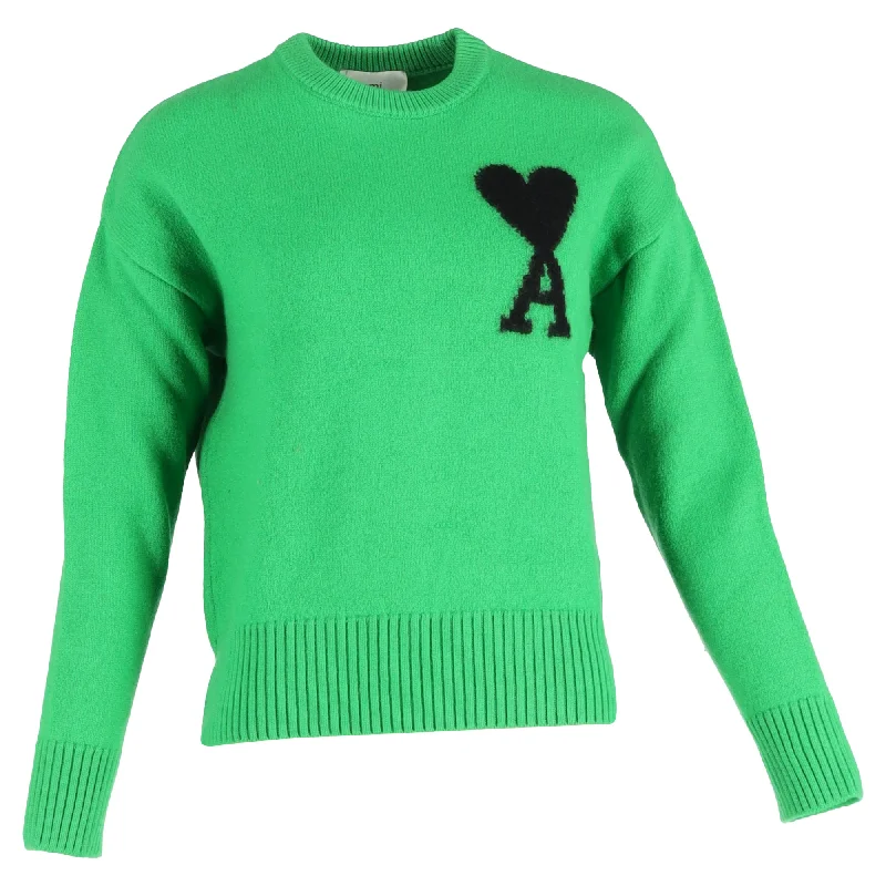 Knitted SweatersAmi De Coeur Knitted Crewneck Sweater in Green Wool