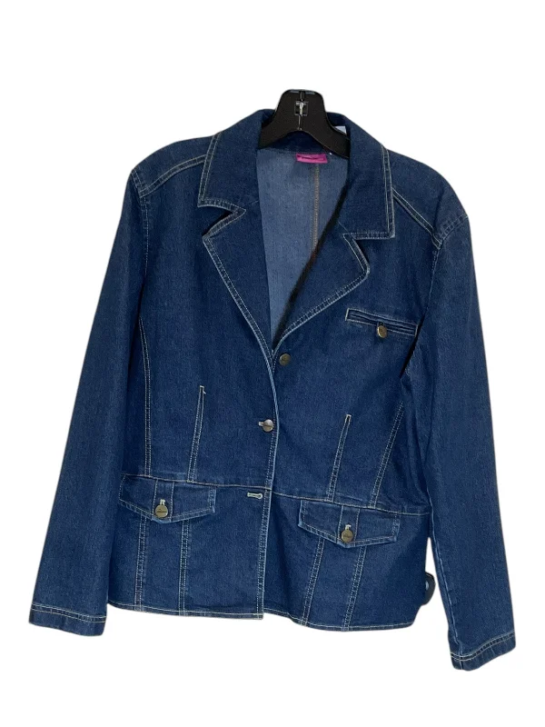 women's coats with velvet finishesBlazer By Pappagallo In Blue Denim, Size: L