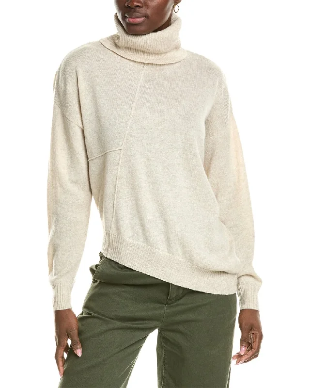 Custom Flannel-Lined SweatersBrodie Cashmere Wool & Cashmere-Blend Asymmetrical Mock Neck Jumper