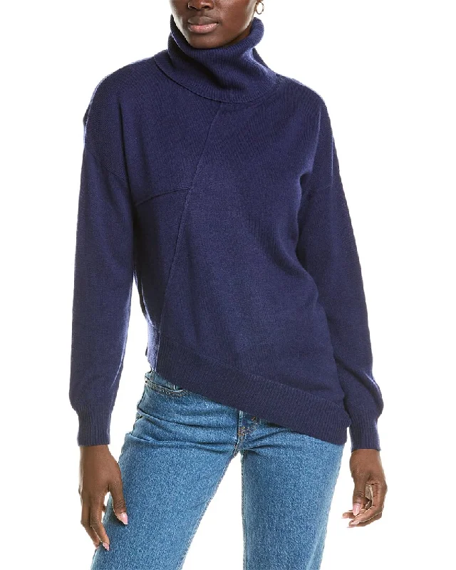 Luxurious Chunky SweatersBrodie Cashmere Wool & Cashmere-Blend Asymmetrical Mock Neck Jumper