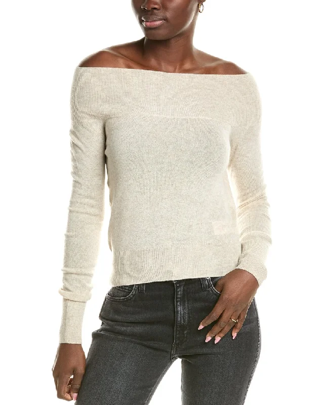 Fashionable Funky Hooded Cashmere SweatersBrodie Cashmere Wool & Cashmere-Blend Off The Shoulder Jumper