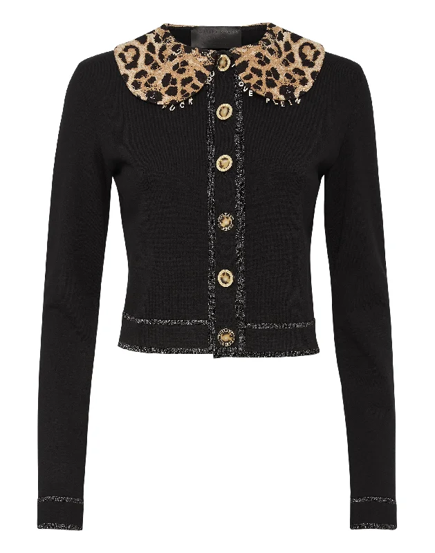 Oversized SweatersCardigan Short Leopard