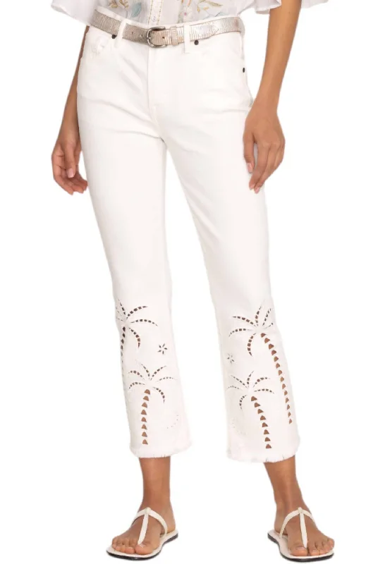 women's light denim jeansCropped Baby Boot Jeans In White