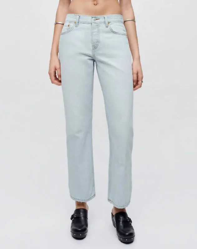 women's faded denim jeansEasy Straight Crop Jean In Acqua