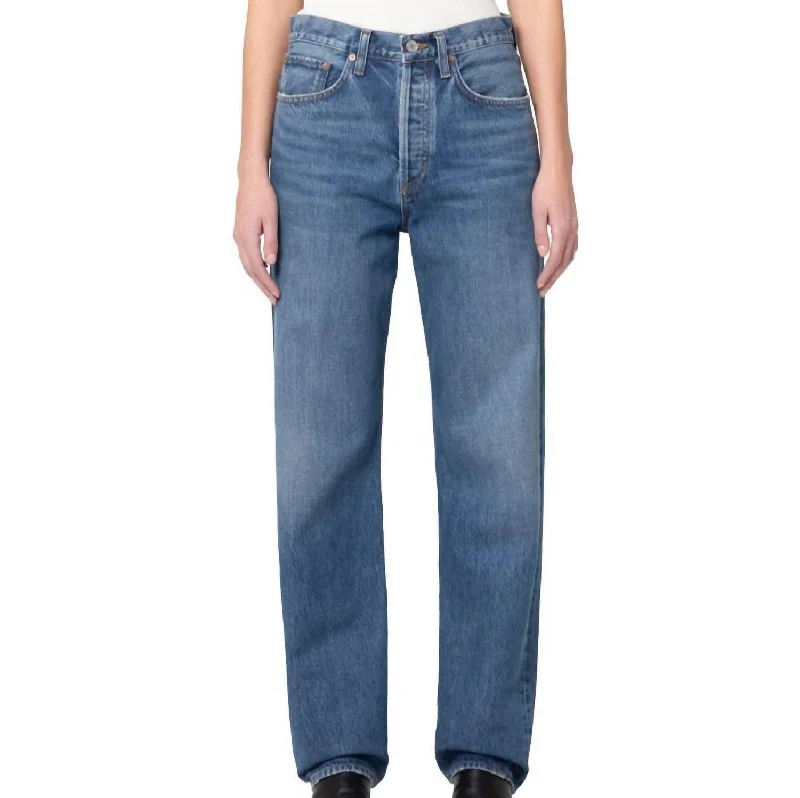 women's denim jeans for a bohemian lookHigh Rise Relaxed Straight Jeans In Essence