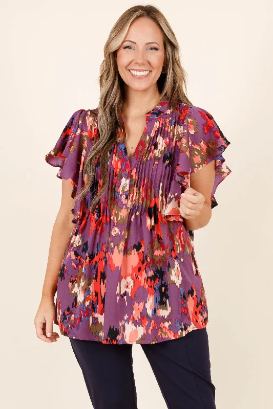 women's tops for those who want to stay cool and chic during warmer weatherI Could Dance Top, Plum