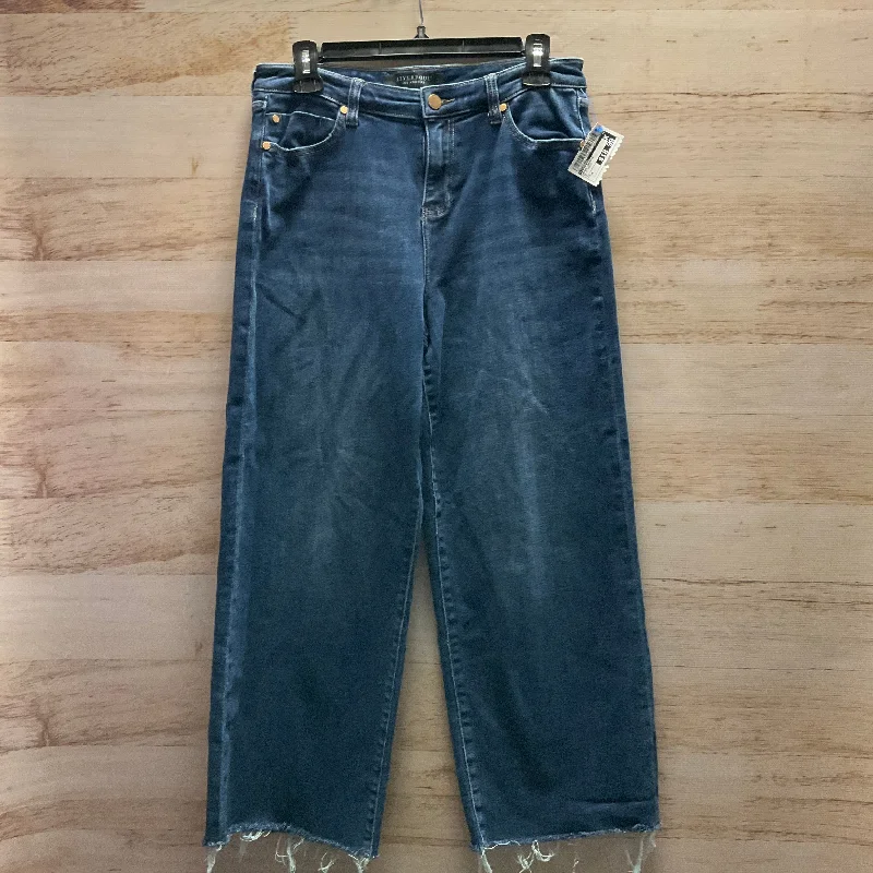 women's denim jeans with zipper-fly closureJeans Cropped By Liverpool In Blue Denim, Size: 8