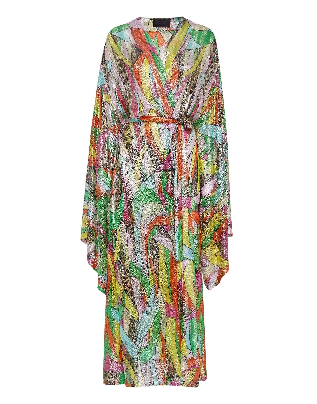 Hooded SweatersKnit Lurex Kaftan Rainbow Patchwork