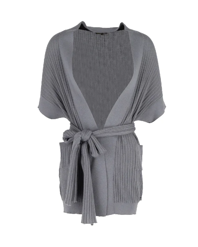 Comfortable SweatersLoro Piana Belted Cardigan in Grey Cashmere