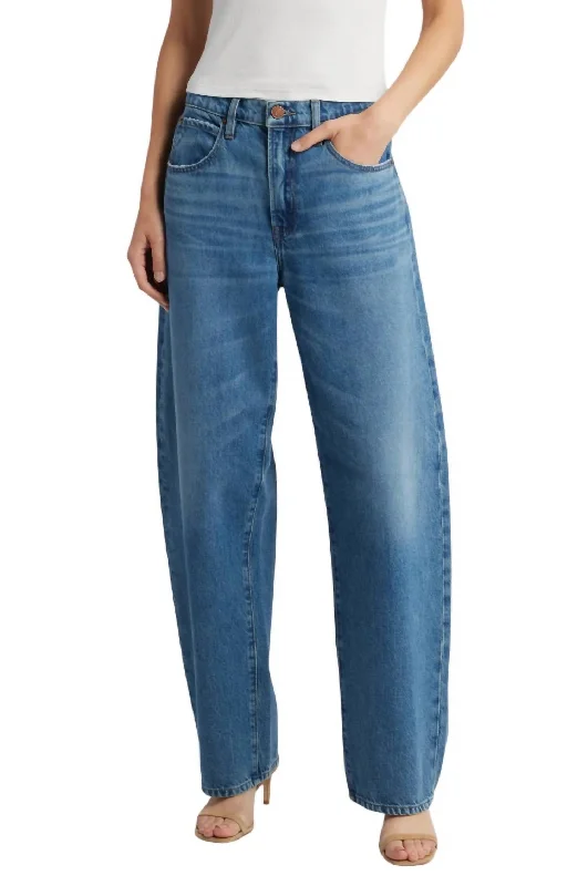 women's denim jeans for hourglass figuresLow Slung Barrel Leg Jeans In Caramia