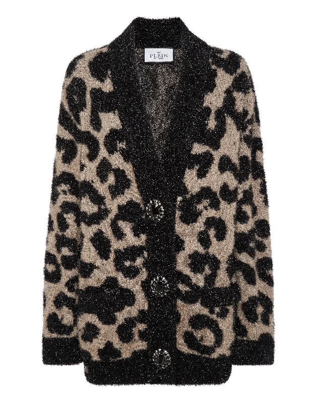 Elegant SweatersLurex Cardigan Leopard