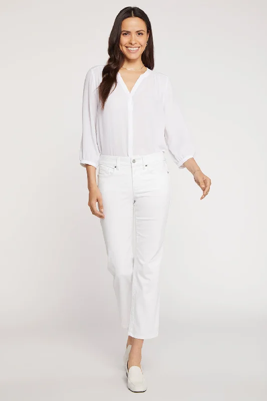 women's denim jeans with fake pocketsMarilyn Straight Ankle Jeans In Petite - Optic White