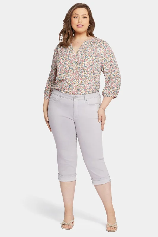 women's denim jeans for autumnMarilyn Straight Crop Jeans In Plus Size - Pearl Grey