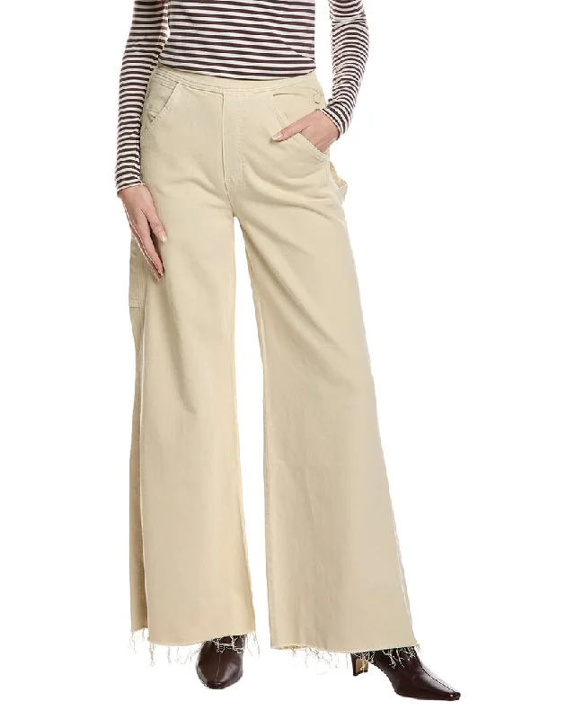 women's denim jeans for smart casualMOTHER The Main Sail Sneak Fray Super High-Waist Linen-Blend Mojave Desert  Wide