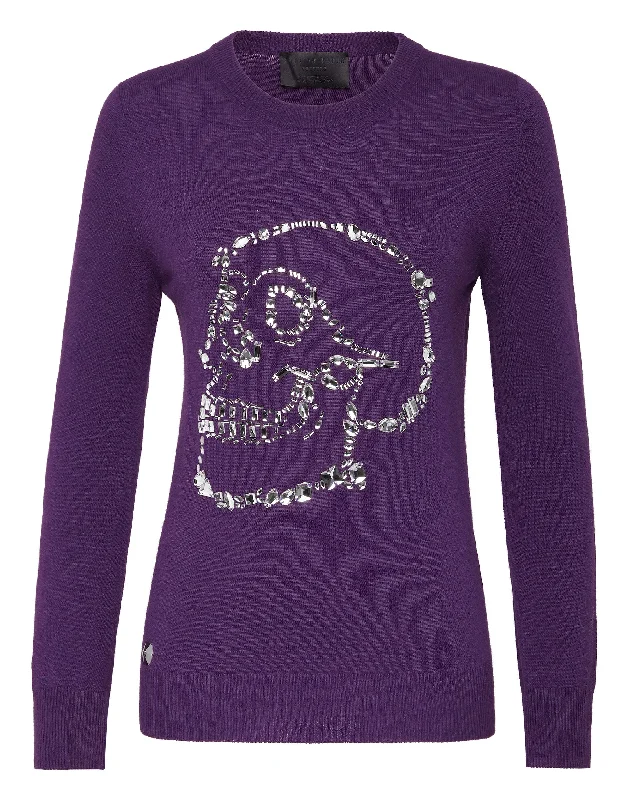 Discounted SweatersPullover Round Neck LS Look At Me  Skull crystal