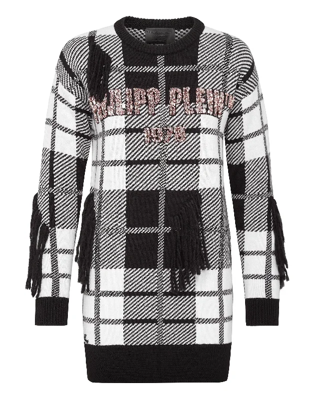 Retro Stylish Flannel SweatersPullover Round Neck SS Tartan