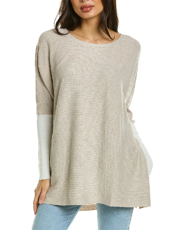 Fitted Oversized Cardigan SweatersRaffi Cross Rib Linen-Blend Pullover