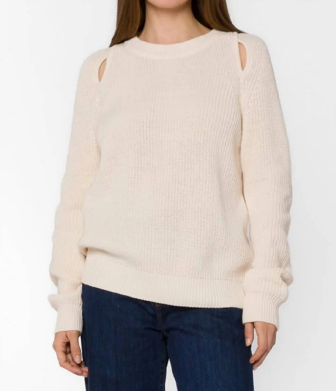 Designer Funky Hooded SweatersRoya Cutout Sweater In Natural