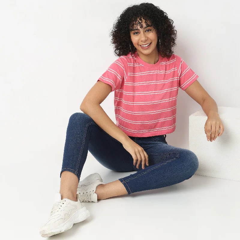 women's tops for those who love to dress up their casual looks with stylish topsSlim Fit Striped T-Shirt