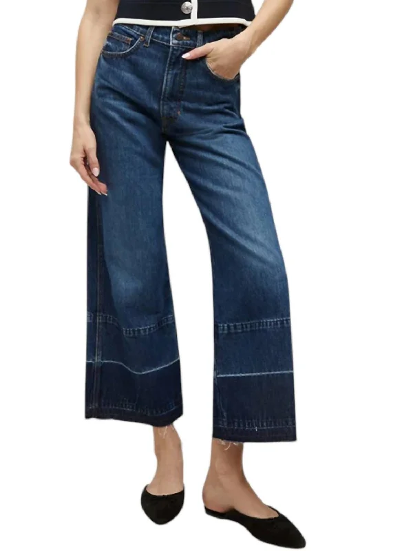 women's denim jeans for a relaxed lookTaylor Cropped High Rise Wide Jeans In Bright Blue