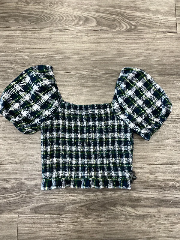 women's tops for those who want to create outfits that are both trendy and timelessTop Short Sleeve By American Eagle In Plaid Pattern, Size: M