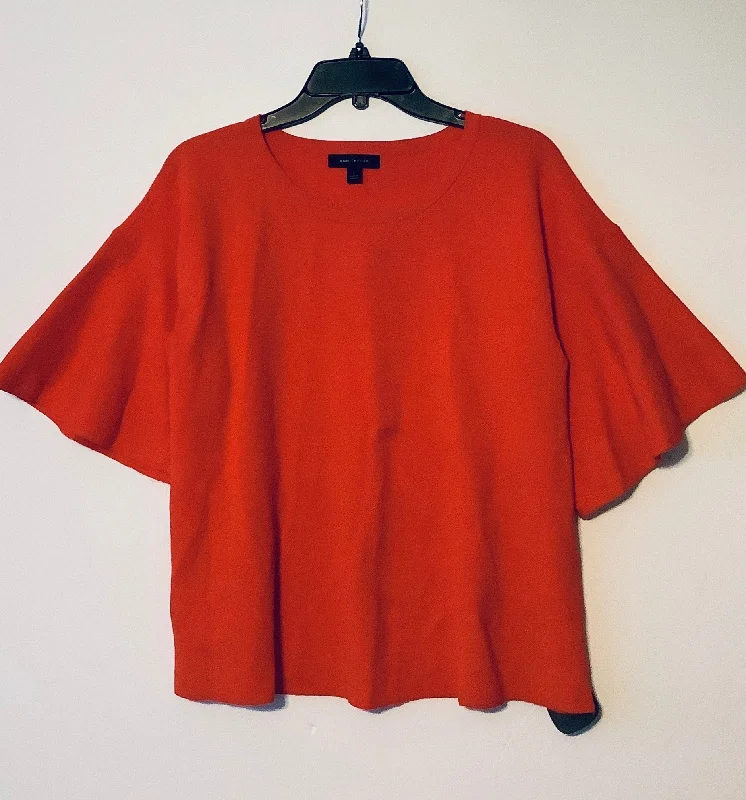 women's tops with lace-up frontsTop Short Sleeve By Ann Taylor In Orange, Size: L