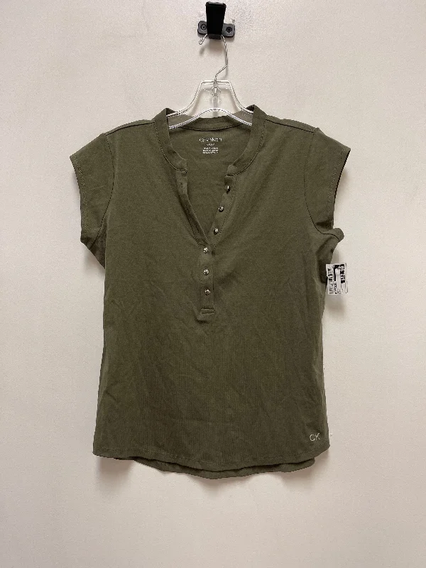 women's tops with built-in brasTop Short Sleeve By Calvin Klein In Green, Size: M